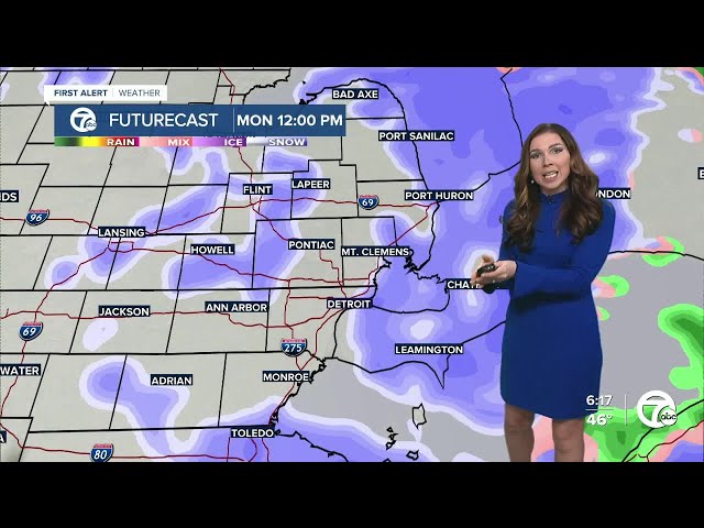 Snow showers and windy Monday