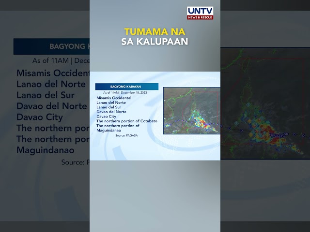 ‘Kabayan’ nag landfall na sa Davao Oriental; malaking bahagi ng Mindanao, dadaanan – PAGASA