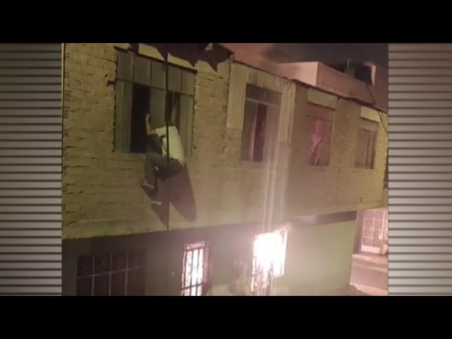 Debido a un incendio, un reciclador tuvo que salir por la ventana para no morir