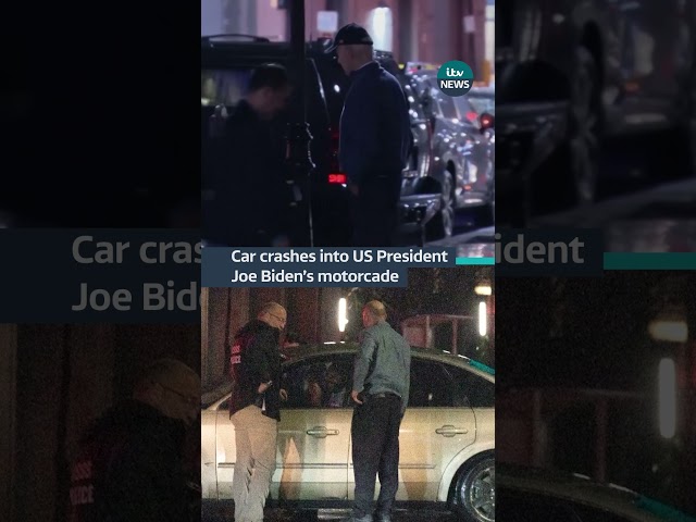 US President Joe Biden was left unharmed after a car hit his motorcade #itvnews #usa #biden