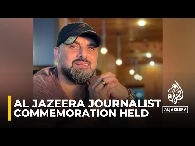 Commemoration held in Ramallah for Al Jazeera cameraman Samer Abudaqqa who was killed in Gaza