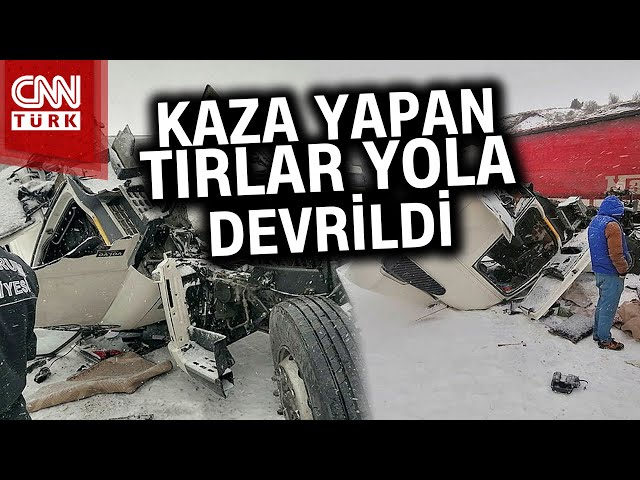 Erzurum'da Kar Yağışı Kazaları da Beraberinde Getirdi: İki Tır Yan Yattı #Haber