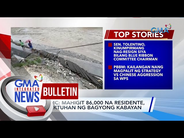 NDRRMC: Mahigit 86,000 na residente, naapektuhan ng Bagyong Kabayan | GMA Integrated News Bulletin