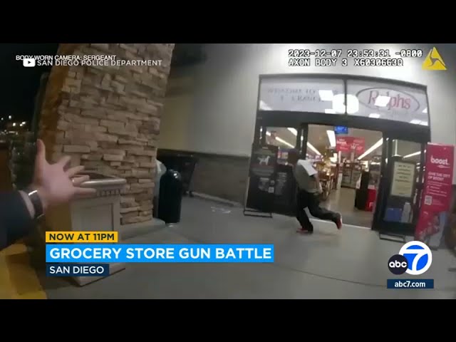 San Diego police release video of deadly gun battle outside grocery store