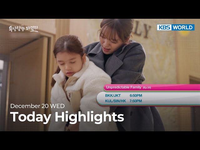 (Today Highlights) December 20 WED : Unpredictable Family and more | KBS WORLD TV