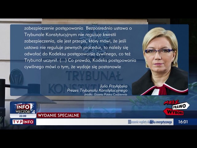 Prezes Trybunału Konstytucyjnego Julia Przyłębska: Orzeczenia TK są powszechnie obowiązujące