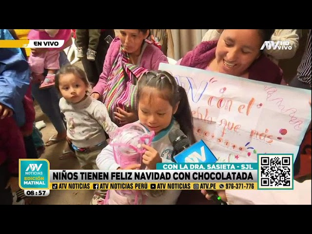 Niños de San Juan de Lurigancho tienen feliz Navidad con una rica chocolatada