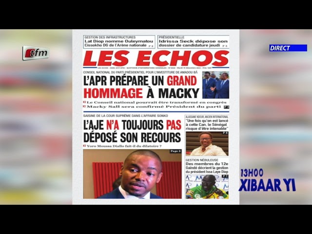 Revue de Presse du 19 Decembre 2023 présenté par Mamadou Mouhamed Ndiaye