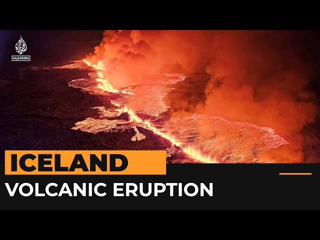 Aerial video shows volcano erupting in Iceland | #AJshorts