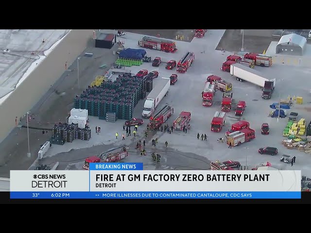 Crews respond to fire at GM Factory ZERO plant in Detroit