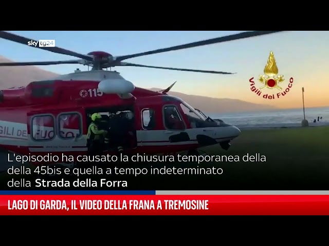 Lago di Garda, il video della frana a Tremosine