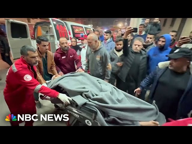 Victims of Khan Younis blast taken to city hospital as death toll in Gaza nears 20,000