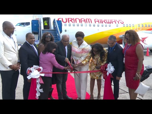 Inaugural Surinam Airways flight touches down