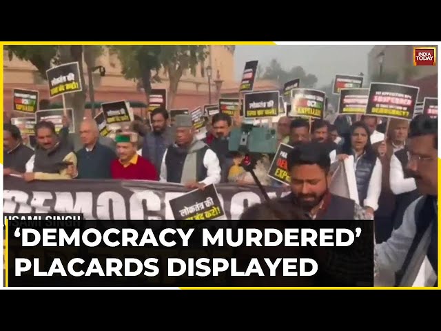 Watch: Opposition Leaders Stage Protest Over Suspension Of MPs In Parliament | Ground Report