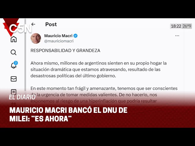 MACRI: "Las MEDIDAS anunciadas por el PRESIDENTE requieren RESPALDO total"