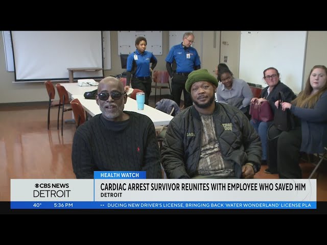 Detroit cardiac arrest survivor reunites with employee who saved him