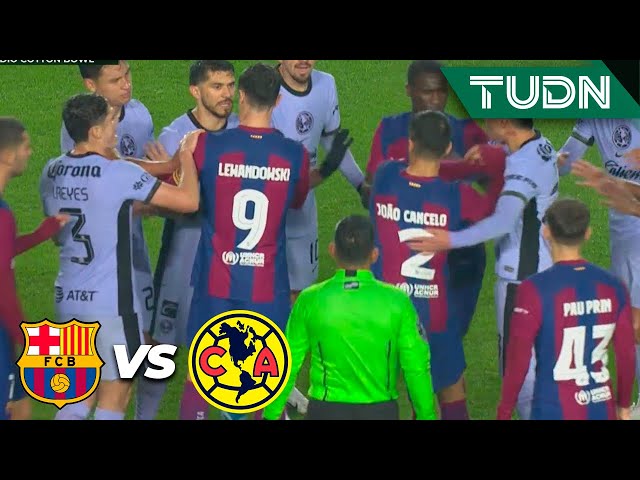 ¡Ya se calentaron! ¡EMPUJONES EN EL CAMPO!  | Barcelona 2-3 América | Amistoso Internacional | TUDN