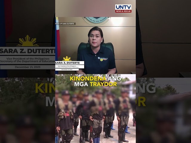 VP Sara Duterte, kinondena ang pagiging traydor ng CPP-NPA kasunod ng pagkasawi ng sundalo