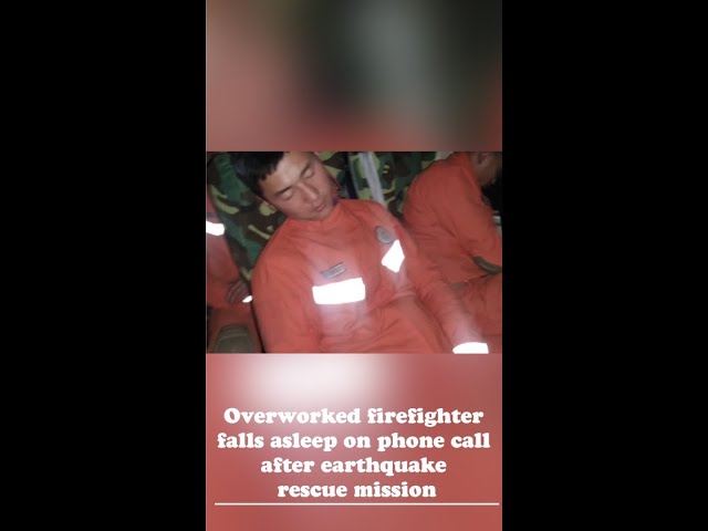 Overworked firefighter falls asleep on phone call after earthquake rescue mission