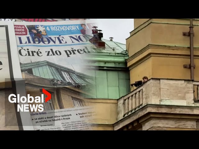 Prague shooting: Czech police release bodycam video searching for gunman