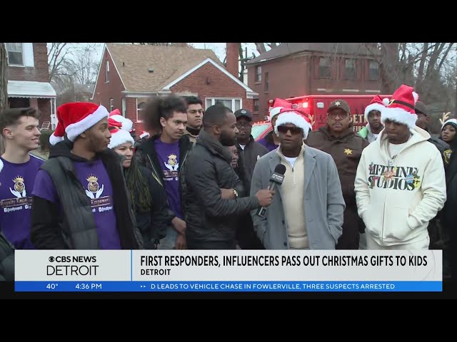 Detroit first responders, influencers pass out Christmas gifts to children