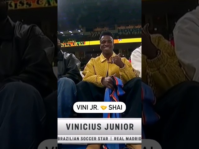 Real Madrid star Vinicius Junior showing love to Shai at the OKC Thunder game  ⚽️