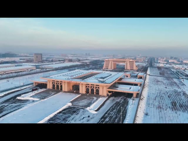 Live: Winter view of Khorgos in northwest China's Xinjiang