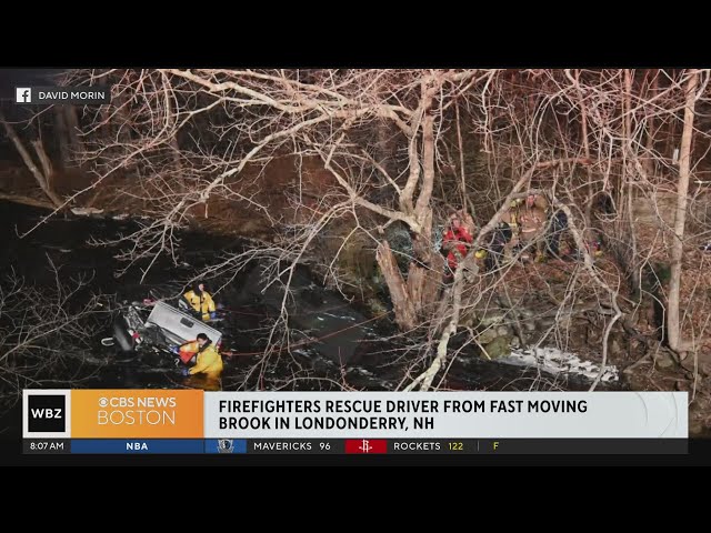 Driver rescued after truck plunges into brook in Londonderry, NH