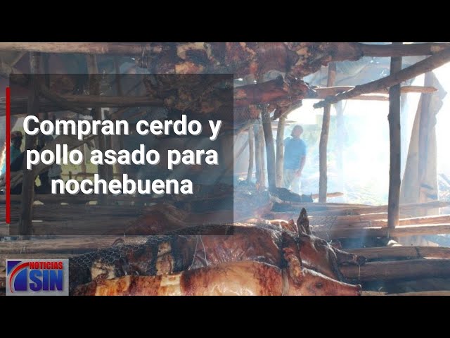 Compran cerdo y pollo asado para nochebuena