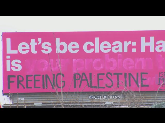 Anti-Hamas billboard in Worcester vandalized with statement about Israel