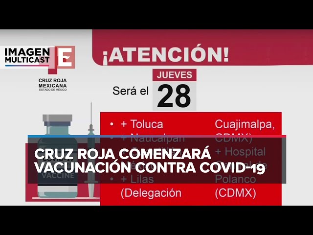 Cruz Roja aplicará vacunas de Pfizer contra Covid-19 en CDMX y Edomex