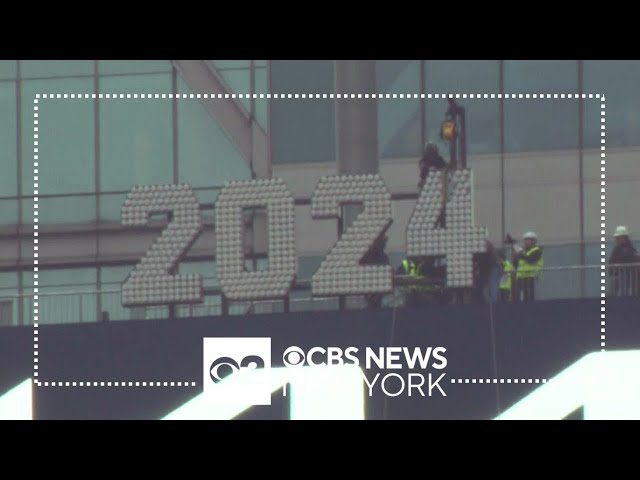 "2024" hoisted into position for Times Square New Year's Eve celebration