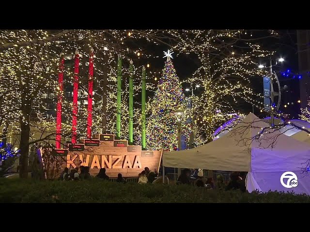 Celebrating Kwanzaa: World's largest kinara lit in downtown Detroit