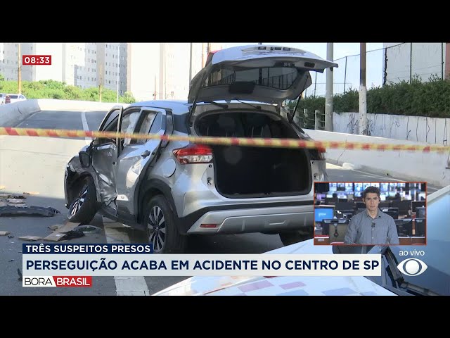 Perseguição termina em acidente no centro de SP; 3 foram presos