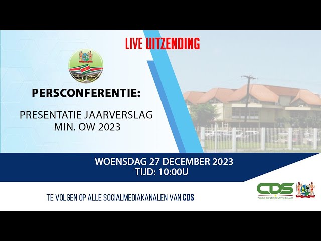 PERSCONFERENTIE: PRESENTATIE JAARVERSLAG MIN.OW.2023 (27 DEC. 2023)