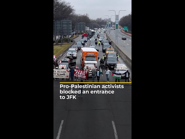 Pro-Palestine activists block entrance to JFK airport | AJ #shorts