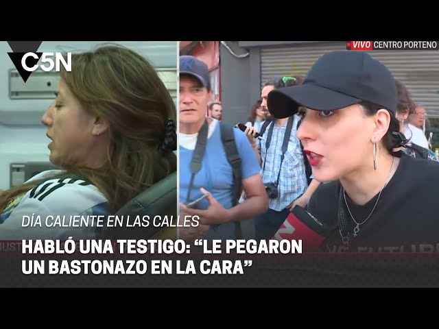 Una MUJER fue GOLPEADA por la POLICÍA en la MARCHA de la CGT