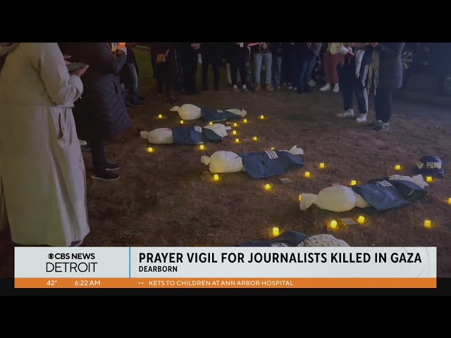 Dearborn community members hold candlelight vigil in honor of journalists killed in Gaza