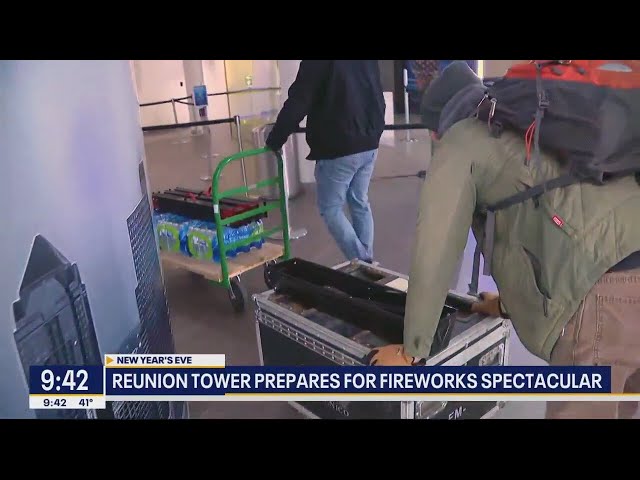 Reunion Tower prepares for 2024 NYE fireworks show