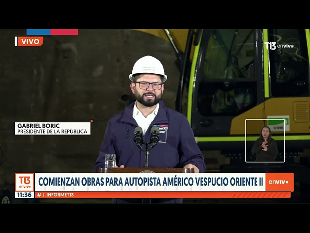 Presidente Boric inaugura obras para la construcción de la Autopista Vespucio Oriente II