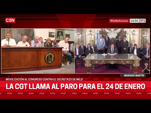 LA CGT LLAMA a PARO NACIONAL para el 24 de ENERO