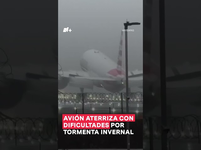 Fuertes vientos por tormenta invernal casi causan desastre aéreo en Reino Unido - N+ #Shorts