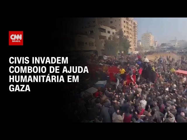 Civis invadem comboio de ajuda humanitária em Gaza | LIVE CNN