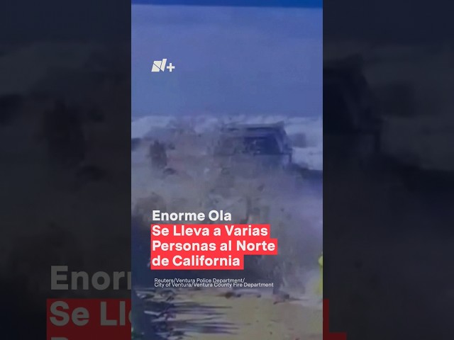 Enorme ola se lleva a varias personas en una playa de California - N+ #shorts