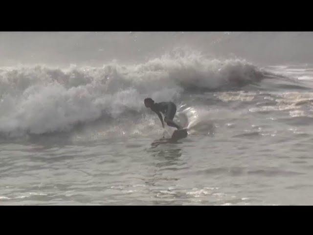 Massive waves bring ideal surf but also flooding near the coast