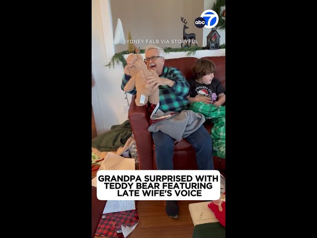 Grandpa surprised with teddy bear featuring late wife's voice