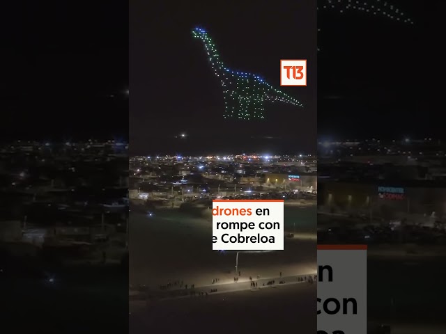 Show de drones en Calama la rompe con escudo de Cobreloa