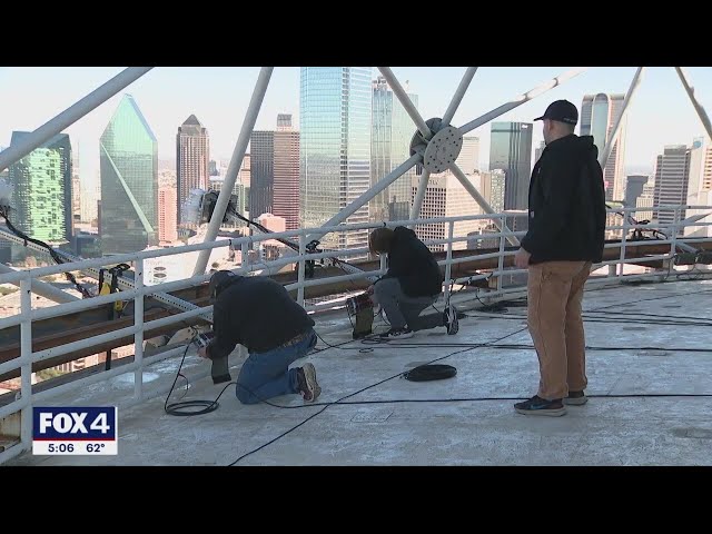 Crews putting final touches on Dallas Reunion Tower New Year's Eve fireworks show