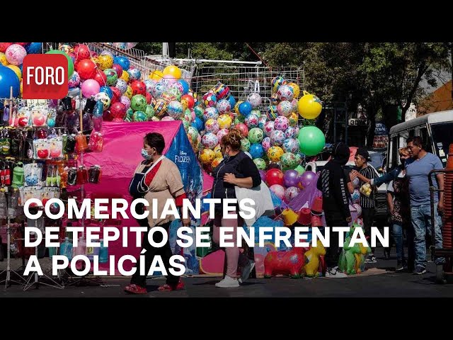Comerciantes cierran circulación en Eje 1 Norte tras riña con policías de la Ciudad de México