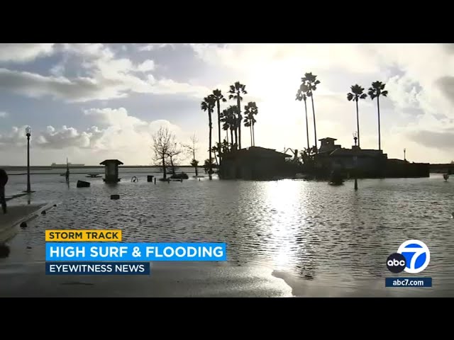 High surf floods Seal Beach restaurant parking lot for second time in less than year, owner says